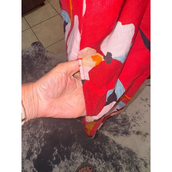 Sigrid Olsen Red Floral Sleeveless Linen Dress M Sustainable Travel Resort - Picture 10 of 10